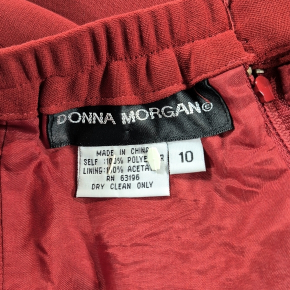 Vintage Donna Morgan Red Skirt Suit Set Business Career Casual Size 10 - Picture 12 of 16